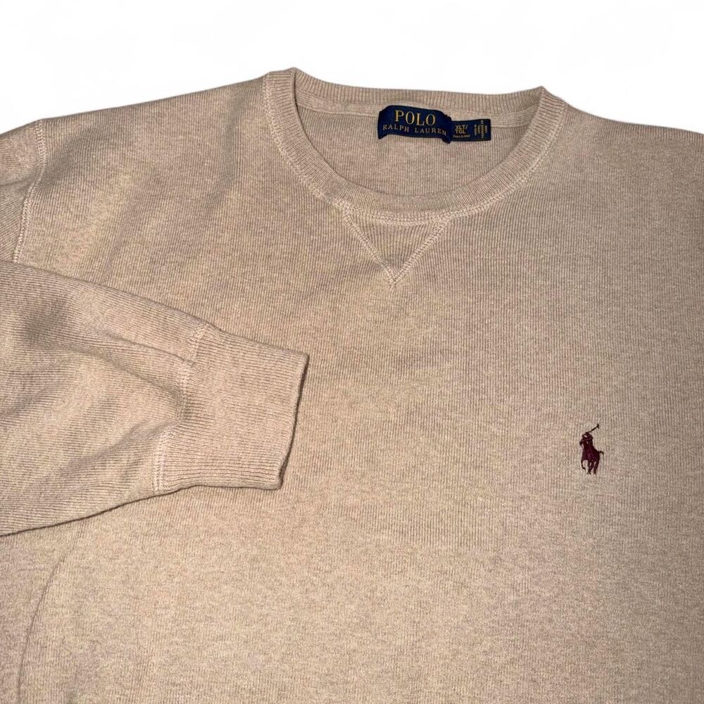 Polo Ralph Lauren Tan / Oatmeal Cotton Crewneck Pullover Sweater Men's XLT TALL